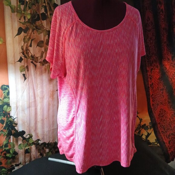 EUC: 90 Degree by Reflex Sze. 3X Heathered Pink Short Sleeve Activewear Top - Picture 1 of 3